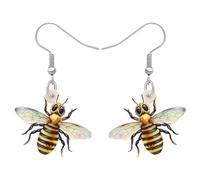 TIZURO Acrylic Cute Bumble Bee Earrings Fun Spring Summer Bug Insects Novelty Dangle Jewellry For Women Wasp Lovers Gifts (Lemon)