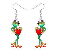 TIZURO Acrylic Cute Green Frog Earrings Hawaiian Summer Beach Dangle Fun Jewellry For Women Frog Lovers Charms Party Gifts (Multicolor)