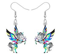 TIZURO Acrylic Floral Cute Unicorn Earrings Fantasy Myths Animals Dangle Novelty Jewellry For Women Rainbow Unicorn Lovers Charms Party Gifts (Multi)
