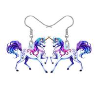 TIZURO Acrylic Floral Cute Unicorn Earrings Fantasy Myths Animals Dangle Novelty Jewellry For Women Rainbow Unicorn Lovers Charms Party Gifts (Purple)