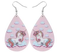 TIZURO Acrylic Floral Cute Unicorn Earrings Fantasy Myths Animals Teardrop Dangle Novelty Jewellry For Women Rainbow Unicorn Lovers Charms Party Gifts (Multicolor)