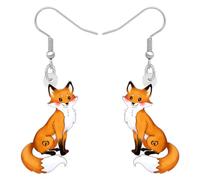 TIZURO Acrylic Orange Cute Fox Earrings Cartoon Fun Wild Animals Dangle Novelty Jewellry For Women Fox Lovers Charms Party Gifts (Orange)