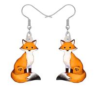 TIZURO Acrylic Orange Cute Fox Earrings Cartoon Fun Wild Animals Dangle Novelty Jewellry For Women Fox Lovers Charms Party Gifts (Yellow)