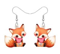 TIZURO Acrylic Orange Cute Fox Earrings Cartoon Fun Wild Animals Dangle Novelty Jewellry For Women Fox Lovers Charms Party Gifts (Carrot)