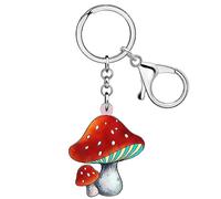 TIZURO Acrylic Polka Dot Mushroom Keychains Plants Backpack Keys Keyring Jewellry For Women Wallet Purse Charms Gifts (Red)