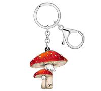 TIZURO Acrylic Polka Dot Mushroom Keychains Plants Backpack Keys Keyring Jewellry For Women Wallet Purse Charms Gifts (Pink)