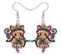 TIZURO Christmas Acrylic Cute Colorful Fruit Gingerbread Man Earrings Sweet Candy Dessert Dangle Novelty Jewellry For Women Charms Winter Xmas Costume Decor (Multicolor)