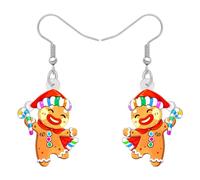 TIZURO Christmas Acrylic Cute Colorful Holly Gingerbread Man Earrings Sweet Candy Dessert Dangle Novelty Jewellry For Women Charms Winter Xmas Costume Decor (Multicolor)