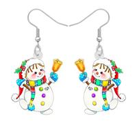 TIZURO Christmas Acrylic Cute Playful Snowman Earrings Fun Frosty Winter Winter Scenery Dangle Jewelry For Women Friends Charms Xmas Costume Gifts (White)