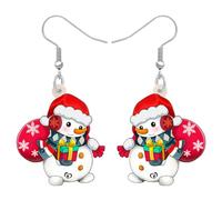 TIZURO Christmas Acrylic Cute Santa Hat Frosty Snowman Earrings Fun Winter Game Dangle Jewelry For Women Friends Charms Xmas Costume Gifts (Red)