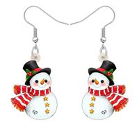 TIZURO Christmas Acrylic Cute Santa Top Hat Frosty Snowman Earrings Fun Winter Costume Dangle Jewelry For Women Friends Charms Xmas Gifts (White)