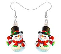 TIZURO Christmas Acrylic Cute Santa Top Hat Frosty Snowman Earrings Fun Winter Costume Dangle Jewelry For Women Friends Charms Xmas Gifts (Multicolor)
