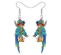 TIZURO Halloween Acrylic Cute Pirates Parrot Earrings Tropical Birds Animals Dangle Trendy Jewellry For Women Bird Lovers Costume Gifts (Blue)