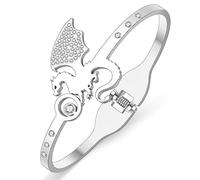 TIZURO Stainless Steel 18K Gold Silver Plated Crystal Cool Dragon Bracelet Medieval Legends Fantasy Dinosaur Cuff Bangle Birthday Friendship Charms Jewellry Gifts For Women Party Favors (Silver)