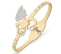 TIZURO Stainless Steel 18K Gold Silver Plated Crystal Cool Dragon Bracelet Medieval Legends Fantasy Dinosaur Cuff Bangle Birthday Friendship Charms Jewellry Gifts For Women Party Favors (Gold)