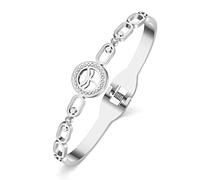 TIZURO Stainless Steel 18K Gold Silver Plated Crystal Cute Dragonfly Bracelets Fun Spring Summer Insects Hollow Out Cuff Bangle Jewellry For Women Friendship Charms Gifts (Silver)