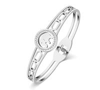 TIZURO Stainless Steel 18K Gold Silver Plated Crystal Cute Elephant Bracelets Wild Animals Hollow Out Cuff Bangle Jewellry For Women Friendship Charms Gifts (Silver)