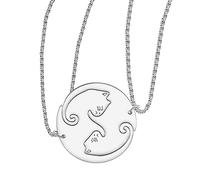 TIZURO Stainless Steel 18K Gold Sliver Plated 2PCS Matching Cat Couple Necklace Kitten Pets Animals Chains Pendant Jewellry For Women Charms Gifts (Silver plated)