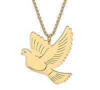 TIZURO Stainless Steel 18K Gold Sliver Plated Cute Peace Pigeon Necklace Birds Animals Chains Pendant Holy Spirit Jewellry For Women Charm Dove Lovers Gifts (18K Gold Plated)
