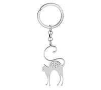 TIZURO Stainless Steel Cute Cat Keychains Kitten Pets Animals Car Keys Keyring Jewelry For Women Purse Charms Gifts (Silver)