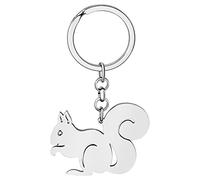 TIZURO Stainless Steel Cute Squirrel Keychain Funny Wild Animals Car Keys Keyring Jewelry For Women Purse Bags Charms Gifts (Silver)