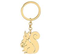 TIZURO Stainless Steel Cute Squirrel Keychain Funny Wild Animals Car Keys Keyring Jewelry For Women Purse Bags Charms Gifts (18K Gold)