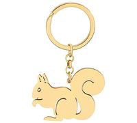 TIZURO Stainless Steel Cute Squirrel Keychain Funny Wild Animals Car Keys Keyring Jewelry For Women Purse Bags Charms Gifts (Gold)