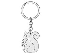 TIZURO Stainless Steel Cute Squirrel Keychain Funny Wild Animals Car Keys Keyring Jewelry For Women Purse Bags Charms Gifts (Silver Plated)