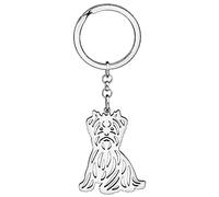 TIZURO Stainless Steel Yorkshire Terrier Keychain Pets Dog Animals Car Keys Keyring Jewelry For Women Purse Party Gifts (Silver)