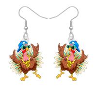 TIZURO Thanksgiving Acrylic Cute Pop Rock Turkey Earrings Fun Chicken Animals Dangle Novelty Jewelry For Women Gifts (Orange)
