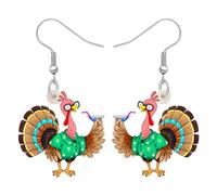 TIZURO Thanksgiving Acrylic Cute Pop Rock Turkey Earrings Fun Chicken Animals Dangle Novelty Jewelry For Women Gifts (Green)