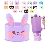 Tizuxa for Stanley Boot, Cute Bunny Silicone Boot for Stanley Cup 40 oz Quencher Adventure Tumbler, Water Bottle Boot for Stanley Iceflow 20 30 Oz, Stanley Cup Boots Accessories Protector Cove Pueple