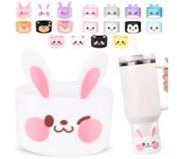 Tizuxa for Stanley Boot, Cute Bunny Silicone Boot for Stanley Cup 40 oz Quencher Adventure Tumbler, Water Bottle Boot for Stanley Iceflow 20 30 Oz, Stanley Cup Boots Accessories Protector Cove White