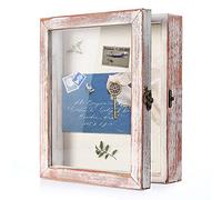 TJ.MOREE 8x10 Shadow Box Flower Shadow Box Photo Frame Linen Back Medals Bouquet Souvenir Medals Military Photos Keepsake Box White