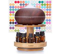TJ.MOREE Bamboo Diffuser Holder Carousel- 2 Tier Height Increase Rack With Upper Tray For Holding Diffuser, For 5Ml, 10Ml, 15Ml, 20Ml Essential Oils Bottles