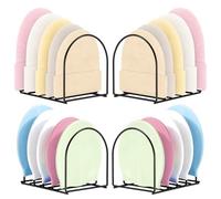 TJ.MOREE Beanie Organizer 4 Pack, Metal Hat Storage Rack, Freestanding Cap Holder with 5 Slots Each, Hat Organizer Stand for Closet Shelf Wardrobe, Beanies Baseball Caps Scarves Display, Matte Black