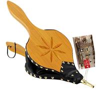 TJ.MOREE Fireplace Bellows Indoor 19"x 8" Large Wood Fire Blower with Hanging Strap, Long Handle, Metal Nozzle, Great Tool for Fireplace, Fire Pit, Wood Stove, BBQ, Outdoor Camping - Brown Belt