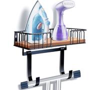 TJ.MOREE Ironing Board Hanger Metal Wall Mount Iron and Ironing Board Holder, Laundry Room Decor and Storage with Large Storage Black
