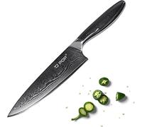 TJ POP Damascus Chef Knife, 8" Professional Kitchen Knife with Japanese VG-10 Steel Blade, Professional Ultra Sharp Meat Knife with Comfortable Grip Non-Slip Handle