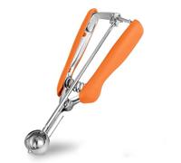 TJ POP Mini Cookie Scoop 2,5cm - Stainless Steel Ice Cream Scoop 5ml with Easy Trigger Release, Good Grip for Mini Ice Cream, Cookies, Melon Balls, Meatballs and Mashed Potato, 1 TSP - Orange