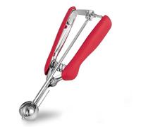 TJ POP Small Cookie & Ice Cream Scoop, 1 Teaspoon, Mini, 0.2oz / 25mm, Easy Squeeze & Release, Red