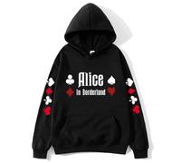 TJ-Sheenbo Alice in Borderland Printed Casual Hoodie, Men's and Women's Long Sleeve Sweatshirt (black,M)