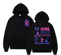TJ-Sheenbo Singer TV Girl Who Really Cares Printed Hoodie, Men's and Women's Long Sleeve Sweatshirt Casual (black,XXL)