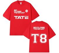 TJ-Sheenbo Tate McRae So Close to What T8 2025 Album T-Shirt, Fashion Printed Short-Sleeved Top (M,red)
