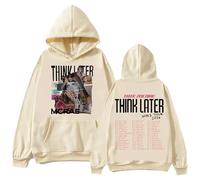 TJ-Sheenbo Tate Mcrae The Think Later World Tour 2024 Graphic Hoodie,Men's & Women's Long Sleeve Sweatshirt (M,khaki)