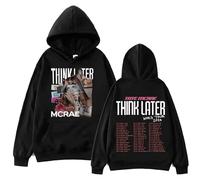 TJ-Sheenbo Tate Mcrae The Think Later World Tour 2024 Graphic Hoodie,Men's & Women's Long Sleeve Sweatshirt (XS,black)