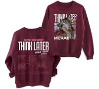 TJ-Sheenbo Tate Mcrae The Think Later World Tour 2024 Printed Sweatshirt, Long-sleeved Unisex Wear (M,wine red)