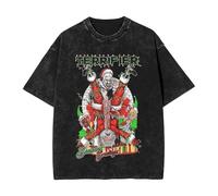 TJ-Sheenbo Terrifier Christmas Art Clown Black Printed Washed Cotton T-Shirt - Unisex Horror Halloween Short-Sleeve Graphic Tee (Black-1,3XL)