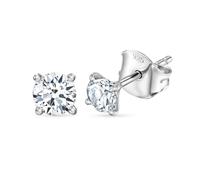 TJC 0.50 Ct Moissanite Solitaire Stud Earrings for Women, 925 Sterling Silver Platinum Plated, 4mm Four Prong Push Back Diamond Look Earrings, Jewellery Gift for Her, Kids