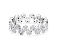 TJC 1.00 Ct Lab Grown Diamond Bubble Ring (VS G-H) | Full Circle Eternity Band | Rhodium Plated 925 Sterling Silver | Stackable Diamond Ring for Women- Size Q